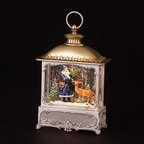 【中古】【未使用・未開封品】Christmas by Roman Inc. 紙吹雪ライトコレクション 高さ10.5インチ LED 渦巻き紙吹雪 ライトブルーサンタ ランタン スノードーム ホリデーホー