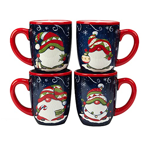 Certified International Holiday Magic Gnomes 16オンス マグカップ 4個セット マルチカラー