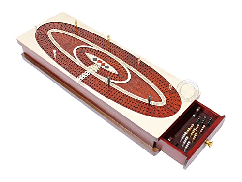 【中古】【未使用・未開封品】House of Cribbage - 連続クリベッジボード 楕円形4トラック - カード&ペグ用引き出し スカンク コーナー スコアマーキングフィールド付き - メ