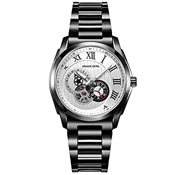 【中古】【輸入品・未使用】PRINCE GERA Men's Watch Black Stainless Steel Sports Waterproof Automatic Mechanical Watch Holiday Gift
