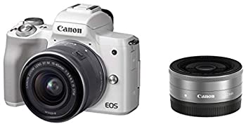 【中古】【未使用未開封】Canon ミラーレス一眼カメラ EOS Kiss M ダブルレンズキット ホワイト EOSKISSMWH-WLK