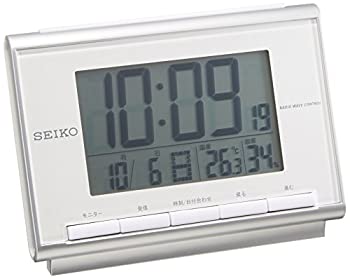 【中古】セイコー クロック 目覚まし時計 電波 デジタル カレンダー 温度 湿度 表示 白 パール SQ698S SEIKO