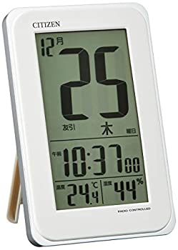 【中古】CITIZEN シチズン 目覚まし時計 電波時計 カレンダー 日めくり スマートコートS 白 128x82x23mm 8RZ139-003