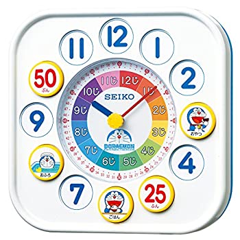 【中古】【未使用未開封】セイコー クロック 掛け時計 置き時計 兼用 知育 ドラえもん アナログ 白 CQ319W SEIKO
