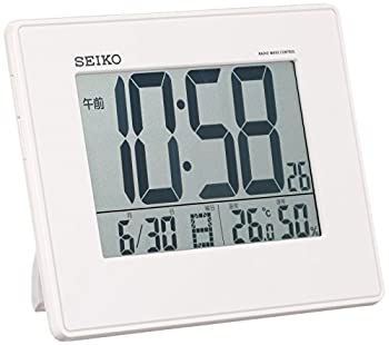 【中古】セイコー クロック 目覚まし時計 電波 デジタル 掛置兼用 カレンダー 温度 湿度 表示 大型画面 白 パール SQ770W SEIKO