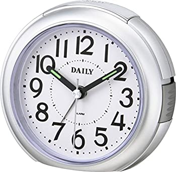 【中古】【未使用未開封】リズム(RHYTHM) 目覚まし時計 アナログ 小さい かわいい RA21DN 連続秒針 銀色 DAILY (デイリー) 8REA21DN19