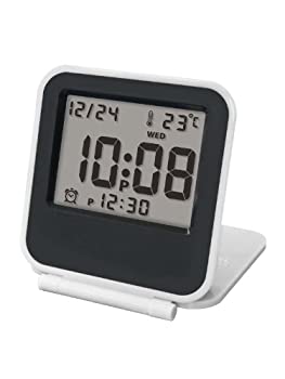 【中古】誠時(セイジ) 目覚まし時計 Coppet White 温度計付 コペ LCD トラベルクロック ホワイト LS-013WH