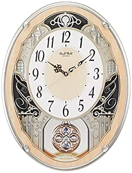 【中古】リズム(RHYTHM) 掛け時計 電波 アナログ スモールワールドクラッセ 30曲 メロディ 振り子 木 茶 Small World 4MN538RH23