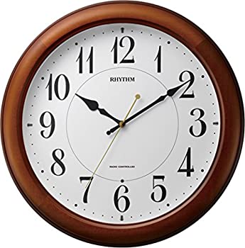 【中古】リズム(RHYTHM) 掛け時計 電波 アナログ ピュアライトM25 暗所 ライト 自動 点灯 木 茶 (半艶仕上げ) RHYTHM 4MYA25SR06