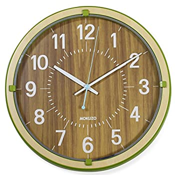 【中古】ランデックス(Landex) 掛け時計 アナログ 連続秒針 29.5cm MOKUZO 木枠 グリーン YW9152GR