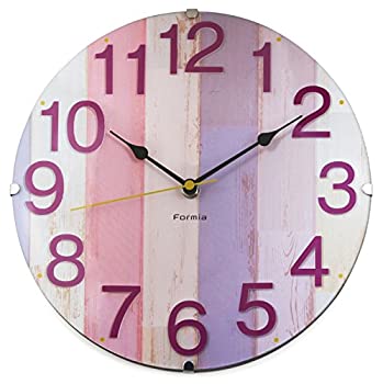 【中古】FORMIA 掛け時計 アナログ 球面ガラス 連続秒針 立体文字盤 ピンク HIC-001PK