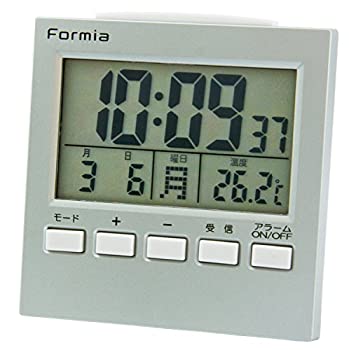 【中古】【未使用未開封】FORMIA 目覚まし時計 電波時計 デジタル シルバー HT-004