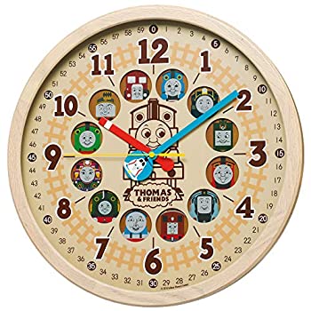 【中古】【未使用未開封】セイコークロック(Seiko Clock) 掛け時計 薄茶木地 直径50×5.5cm きかんしゃトーマス 電波 アナログ 大型 木枠 CQ221B