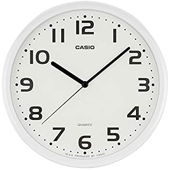 【中古】CASIO(カシオ) 掛け時計 ホワイト 直径25cm アナログ MQ-24 デザイン IQ-24-7JF
