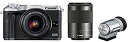 【中古】Canon ミラーレス一眼カメラ EOS M6 ダブルズームEVFキット(シルバー) EF-M15-45mm/EF-M55-200mm 付属 EOSM6...