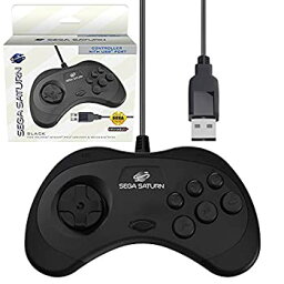 【中古】【未使用未開封】セガ公認 サターン ゲームパッド コントローラー Official Sega Saturn USB Controller 8-Button Arcade Pad Black for PC/Mac/Steam