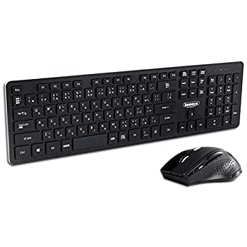 【中古】3R solution ワイヤレス キーボード 5ボタンマウス セット 2.4GHz 人間工学 日本語108キー 800/1200/1600dpi ブラック