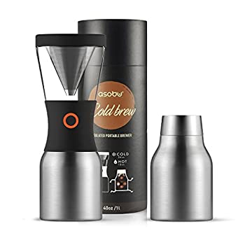 yÁz(Silver) - Asobu Coldbrew Portable Cold Brew Coffee Maker With a Vacuum Insulated 1180ml Stainless Steel 18/8 Carafe Bpa Free (Silver)