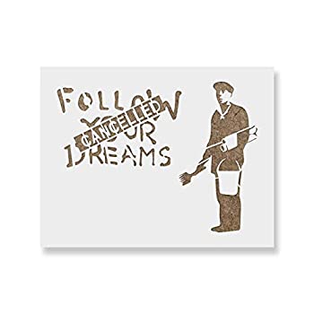 【中古】【未使用未開封】Follow Your Dreams Cancelled Banksyバンクシーアートの壁と工芸???再利用可能なステンシルステンシルfor for painting in smallLargeサイズ???