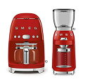 【中古】Smeg DCF02RDUS 50年代レトロスタイルドリップフィルターコーヒーメーカーバンドル Smeg CGF01RDUS コーヒーグラインダー付き ...