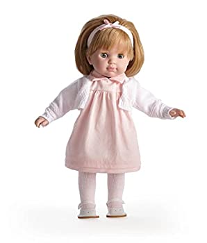 【中古】JC Toys Blonde Toddler Doll 14-Inch Soft Body Doll Dressed in Pretty Pink and White Dress. Open and close eyes. Designed by BERENGUER f