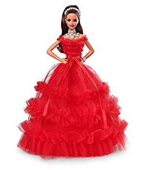 yÁzygpJzBarbie 2018 Holiday Doll Brunette with Ponytail