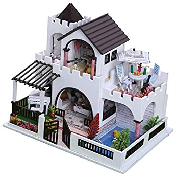 【中古】【未使用未開封】(White) - Flever Dollhouse Miniature DIY House Kit Manual Creative With Furniture and Cover for Romantic Artwork Gift (Dreamlike Castle