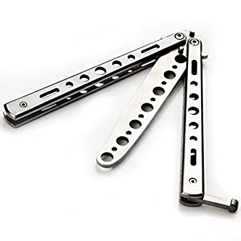 【中古】【未使用未開封】超リアル 練習用 バタフライナイフ トレーニング ナイフ ジョークグッズ 男の逸品 刃なし おもしろ雑貨 銀 シルバー