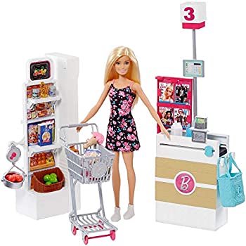 yÁzygpJzMattel Barbie FRP01 Supermarket and Puppet Multi-Colour