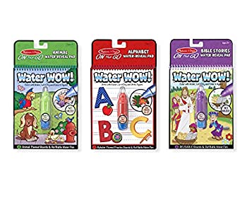 【中古】【未使用未開封】Melissa Doug On the Go Water Wow Reusable Water-Reveal Activity Pads3-pk Animals Alphabet Bible Stories