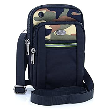 【中古】【輸入品・未使用】メンズポーチ 6.5インチ対応 スマホバッグ イヤホン通し穴付き ウェストパック ペンホルダー付き ガジェットポーチ 小物入れ ショルダー&カラビ