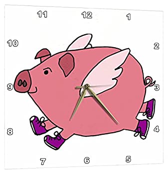 【中古】【輸入品・未使用】3dRose Funny Flying Pig In Purple スニーカー-壁掛け時計、13 x 13インチ(dpp_196225_2)