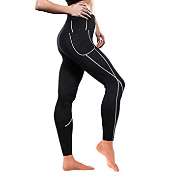 【中古】【輸入品・未使用】レディース ホットネオプレン サウナ スウェットパンツ ポケット付き ワークアウト ランニング スリミングショーツ カプリ 圧縮レギンス ボディ