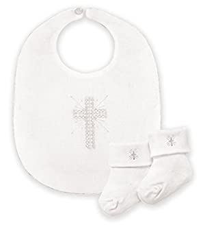 【中古】【輸入品・未使用】Stephan Baby Infant Boy/Girl Embroidered Christening Bib and Bootie Socks Set White by Stephan Baby
