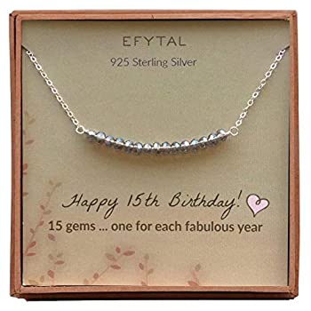 【中古】【輸入品・未使用】EFYTAL 15歳の誕生日 彼女へのギフト スターリングシルバー ネックレス 15歳の女の子のためのビーズ15個 キンセアニェーラギフト