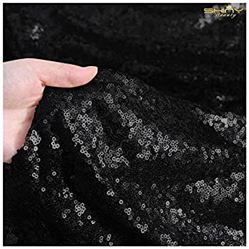 【中古】【輸入品・未使用】(Black) - 0.9m 1 Yards-Sequin Fabric By the Yard Sequin Fabric Tablecloth Linen For Xmas Decor (Black)