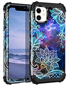 【中古】【輸入品・未使用】Casetego iPhone 11 ケースに対応 フローラル 3層 高耐久 ハイブリッド 頑丈 耐衝撃 フルボディ保護カバーケース Apple iPhone 11 6.1インチ ブ