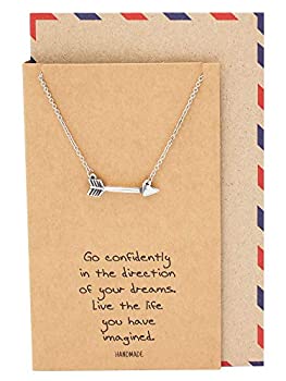 【中古】【輸入品・未使用】Quan Jewelry 矢印ネックレス 卒業 クリスマスギフト 女性向け インスピレーションを与える引用句付き グリーティングカードに 16 ? 18インチま