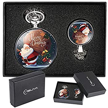 【中古】【輸入品・未使用】シルバー クリスマス ネックレス クォーツ 懐中時計 メンズ レディース 腕時計 チェーン クリスマス 卒業 日のギフト 父の日 ギフトボックス 鹿