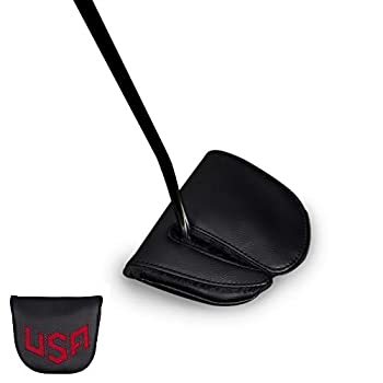 【中古】【輸入品・未使用】Golf USA ブラックマレットパターカバー ヘッドカバー 合成皮革 (ヒールシャフトにレッド)