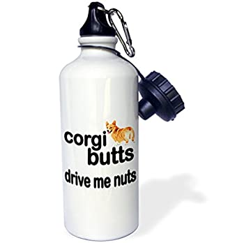 【中古】【輸入品・未使用】3dRose wb_172000_1 Corgi Butts Drive Me Nuts Sports Water Bottle 21 oz White by 3dRose [並行輸入品]