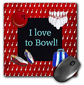 【中古】【輸入品・未使用】3dRose LLC 8 x 8 x 0.25インチ マウスパッド、「I Love To Bowl」、ボーリングピン、ボール、シューズ、バッグ、レッド、ブルー、ホワイト - (m