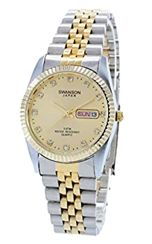 数量限定 特売 輸入品 未使用未開封 Swansonメンズツートンカラーday Date Watch Gold Dial With Stones With Travel Case 全ての Firstclassfoods Com