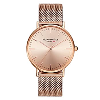 【中古】【輸入品・未使用未開封】VICTORIA HYDE クォーツ腕時計 メンズ 読みやすい本革ベルト ステンレススチールメッシュバンド 調節可能なビジネス腕時計 防水 ローズゴールド