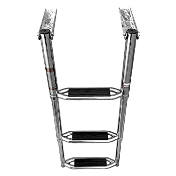 【中古】【輸入品・未使用未開封】Hoffen ステンレススチール 3段ラダー ボート 伸縮はしご 900ポンド容量 エクストラワイドステップ 保持ストラップ付き 海洋ヨット用