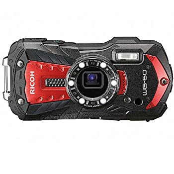 【中古】【輸入品日本向け】Ricoh WG-60 レッド 防水カメラ 16MP 画像 防水 14m 耐衝撃 1.6m 水中モード 6-LED リングライト マクロ撮影用