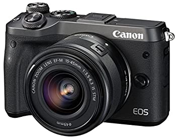 【中古】【未使用未開封】Canon ミラーレス一眼カメラ EOS M6 レンズキット ブラック EF-M15-45mm F3.5-6.3 IS STM 付属 EOSM6BK-1545ISSTMLK