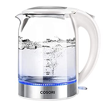 【中古】COSORI 1.7L Electric Kettle with Upgraded 100 Stainless Steel Filter カンマ Inner Lid Bottom カンマ Glass Water Boiler Tea Heater with L