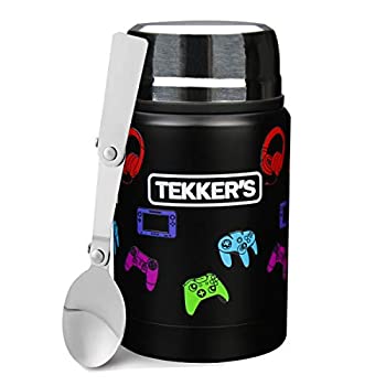 【中古】【輸入品日本向け】TEKKER'S 断熱サーモス フードジャー ランチサーモス 17オンス ステンレススチールコンテナ 子供用 真空フラスコ 折りたたみスプーン オフィス