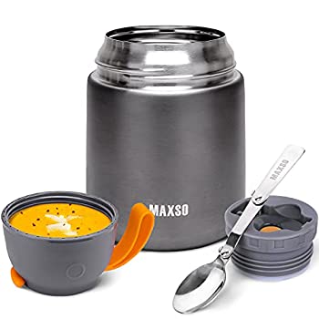 【中古】【輸入品日本向け】Hot Food Thermos 真空断熱フードジャー ランチコンテナ 学校 オフィス 旅行 スープサーモス 子供用 (17オンス) (1パック グレー)